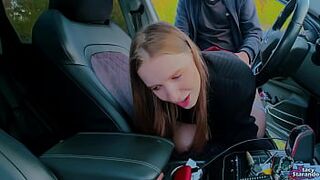 Car Bitch Sucks & Gets Banged After Catching a Public Jerk - POV