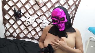 My immoral stepsister's large twat finds my penis on Halloween!! That babe groaned from the enjoyment that babe felt when that babe was permeated by my knob.