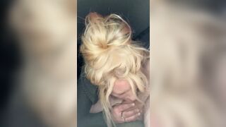 Golden-haired hooker gives a oral in public and lets the guy nut in her throat then spits the cum back out on his weenie to suck in some greater quantity
