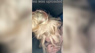 Golden-haired hooker gives a oral in public and lets the guy nut in her throat then spits the cum back out on his weenie to suck in some greater quantity