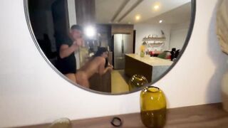 Mexican with consummate titties is banged by a biggest dick on the balcony, Verito Aguas receives a biggest dong in her constricted moist vagina