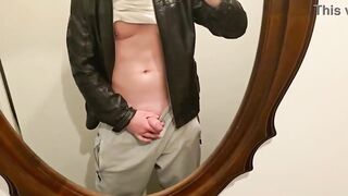 Home Unpack in Ebony Leather Jacket from PhantomGentX! Corporalist Dom Flexes Muscles & Cums Large Ramrod