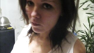 stepsister sucks stepbrother in the kitchen during lunch