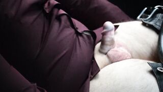 Solo tattoed dude masturbating in car, NEARLY GOT CAUGHT, people drove by me