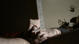 Hawt Chap Blowing a load previous to gonna couch watching porn on his phone