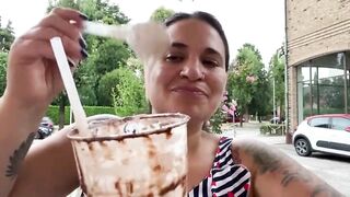 ICE CREAM LEFTOVERS FOR MY HUMAN TRASH BIN