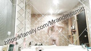 Russian stud washes his nuts and butt