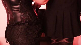 Sissy Serf in chastity banged by Headmistress