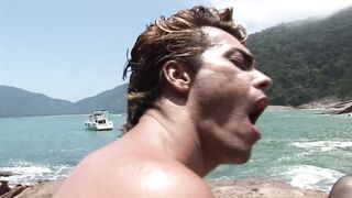 Athletic and twink latino pound every other on the beach