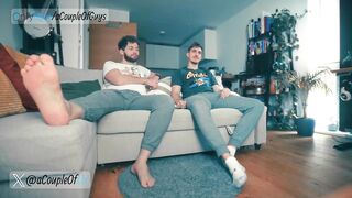 Got Hard Watching TV with my Bro / Mutual jerk-off / Helping every other Cum /