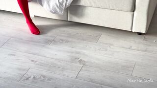 I was spying on my roommate, but this babe noticed me!