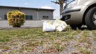 DRIVING OVER AND CRUSHING MY TRASH HUNK