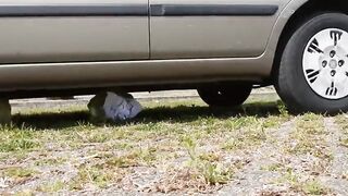 DRIVING OVER AND CRUSHING MY TRASH HUNK