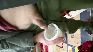 At work piddled in female boss coffee cup in the back of the truck watched her swallow it sweat panties