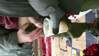 At work piddled in female boss coffee cup in the back of the truck watched her swallow it sweat panties