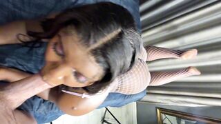 A sexy interracial screw ended with a breeding creampie