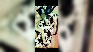 Секс с женой в чулках в сетку