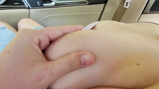 Masturbating Sexy Stepsister with Large Bazookas in the Car