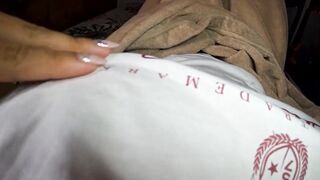 Brunette hair masturbates to climax, homemade porn