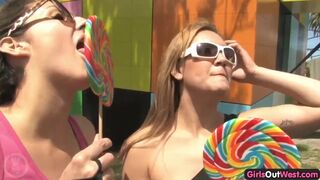 Lusty lesbo amateurs on roller skates