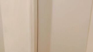 Hotwife gets without the bedroom after sex to show me her cum-overspread body