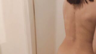 Hotwife gets without the bedroom after sex to show me her cum-overspread body