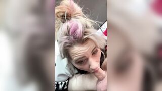 Streetwalker sucks the cum off a chap's weenie after this chab cums on her face