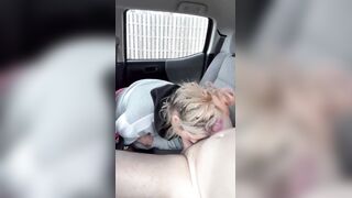 Streetwalker sucks the cum off a chap's weenie after this chab cums on her face