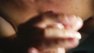 A nice-looking tugjob with spunk fountain in slow motion - This babe desires cum all over her