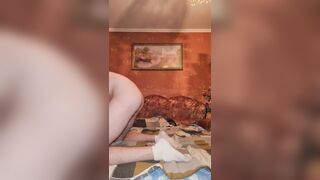 Stroking in pose of preggo