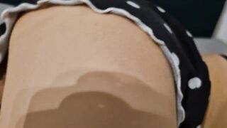 My intimate wench jerking me off, and I cum on her titties