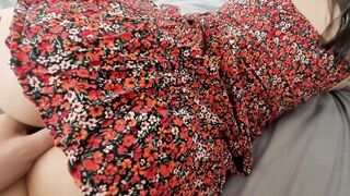 My Stepsister's Short Suit made Me Cum on Her Large Tits after Sex on my Daybed