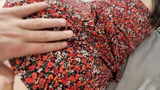 My Stepsister's Short Suit made Me Cum on Her Large Tits after Sex on my Daybed