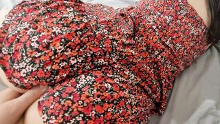 My Stepsister's Short Suit made Me Cum on Her Large Tits after Sex on my Daybed