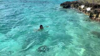 Monika Fox Stopped A Journey Bus To Swim In nature's garb In The Caribbean Sea