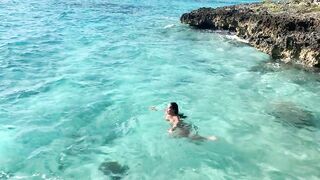 Monika Fox Stopped A Journey Bus To Swim In nature's garb In The Caribbean Sea