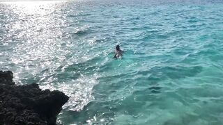 Monika Fox Stopped A Journey Bus To Swim In nature's garb In The Caribbean Sea