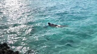 Monika Fox Stopped A Journey Bus To Swim In nature's garb In The Caribbean Sea