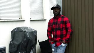 German ebony and white office sex