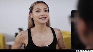 Interracial Latin chick Transgender Surprise - Veronica Leal Grows Futanari Jock and Creampies Black Sofi Vega
