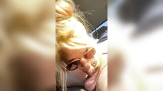 Real hooker sucks knob in public wearing sunglasses then lets the stud nut on her face