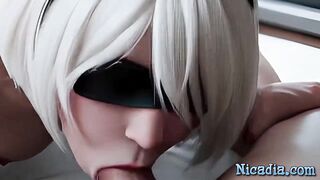 Blindfolded AI Generated Golden-haired Double Permeated