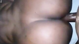 Excited ebony hottie with oil on her large round booty gets drilled anal