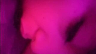 eating sweetheart beneath the soft pink light