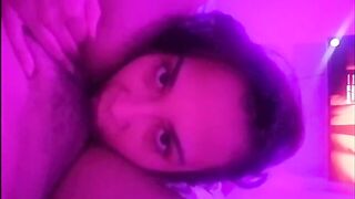 eating sweetheart beneath the soft pink light