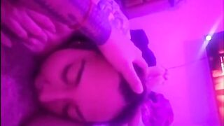 eating sweetheart beneath the soft pink light