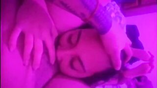 eating sweetheart beneath the soft pink light