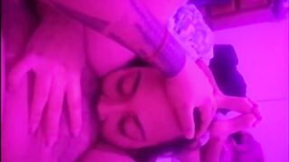 eating sweetheart beneath the soft pink light