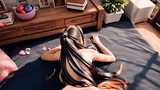 Tan Female-dominant Drools in Orgasmic Bliss – Massive Hangers Bounce, Heart Bubbles Pop!