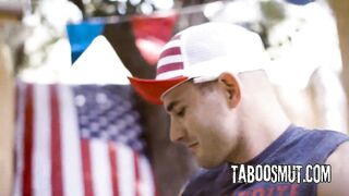 Brunette hair Teen Group-fucked At BBQ Party By Step-Uncle And His Household